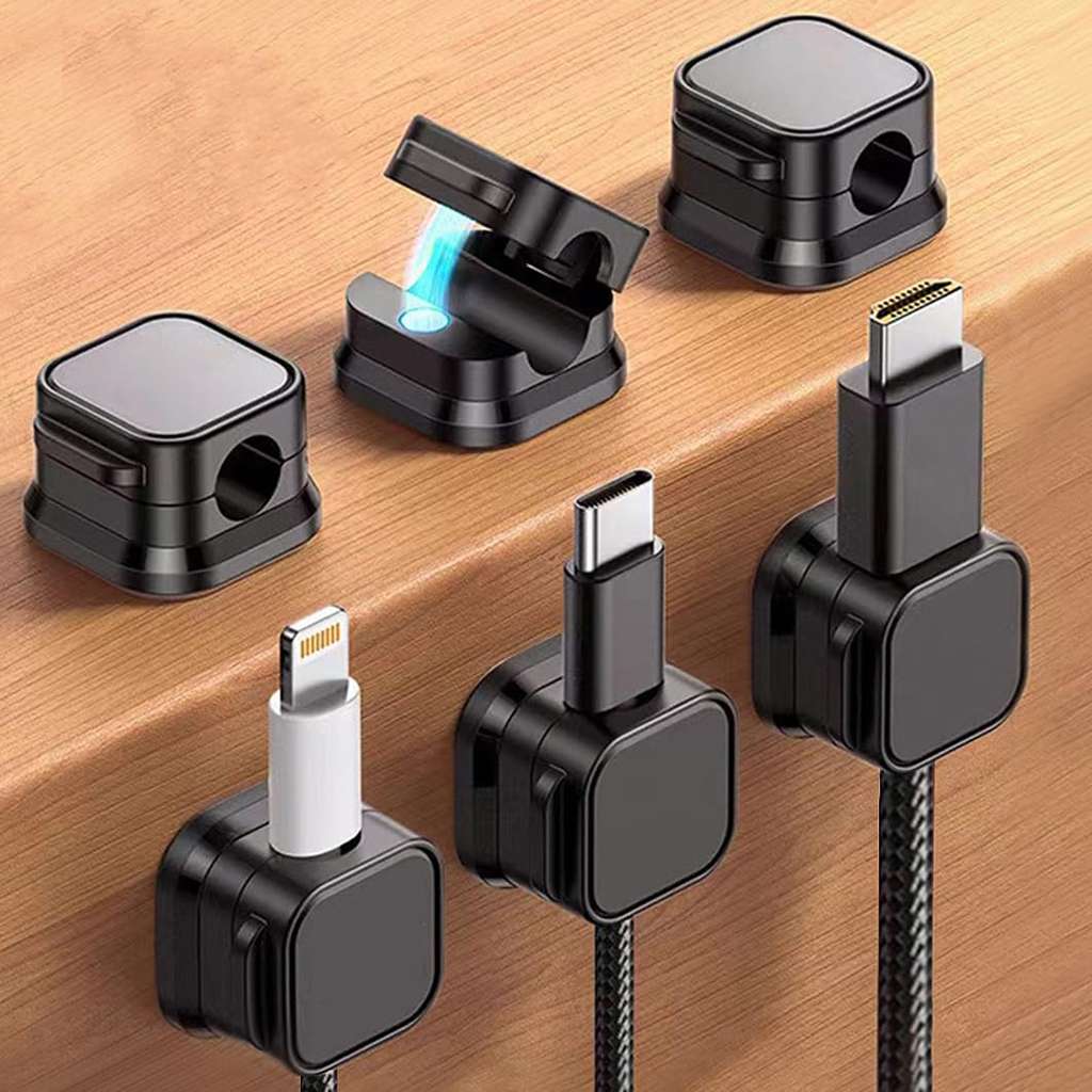 All Thread Cabling 6 Pack Magnetic Cord Organizer, Self Adhesive Cable Clips - Black £0.68 ...