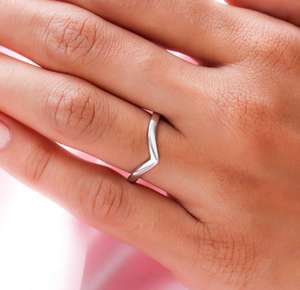 Platinum Overlay Sterling Silver Wishbone V Shape Ring £7.49 with code Free Delivery @ TJC