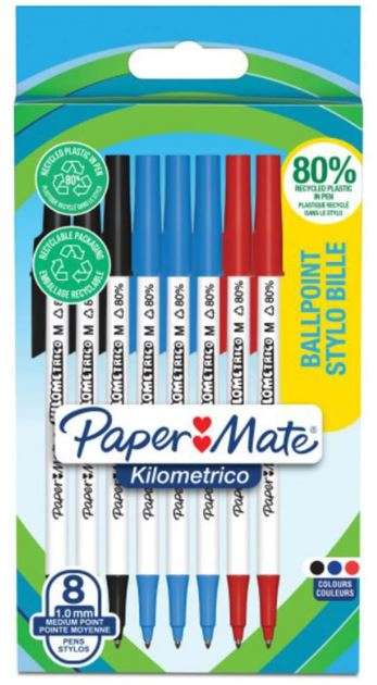Papermate Kilometrico Assorted Ballpoint Pen 8 Pack - Free C&C Only