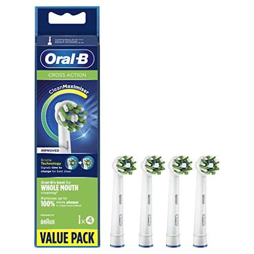 Oral-B Cross Action Electric Toothbrush Head with CleanMaximiser Technology, Pack of 4, £7.95 @ Amazon