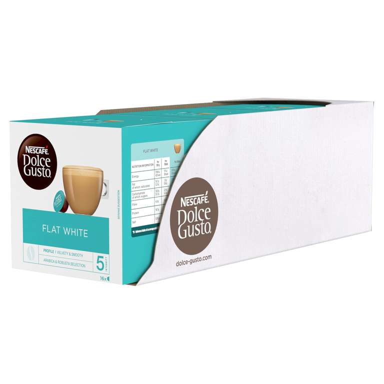 NESCAFÉ DOLCE GUSTO Flat White Coffee Pods, 16 Capsules (Pack of 3 - Total  48 Capsules, 48 Servings)