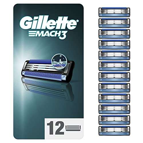 Gillette Mach3 Razor Blades Men, Pack of 12 Razor Blade Refills with Precision Trimmer £15.00 Prime Deal /£14.25 - £12.75 S&S