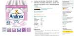 Andrex Gentle Clean Toilet Rolls - 45 Toilet Roll Pack with voucher (£16.84/£14.86 with Subscribe & Save)