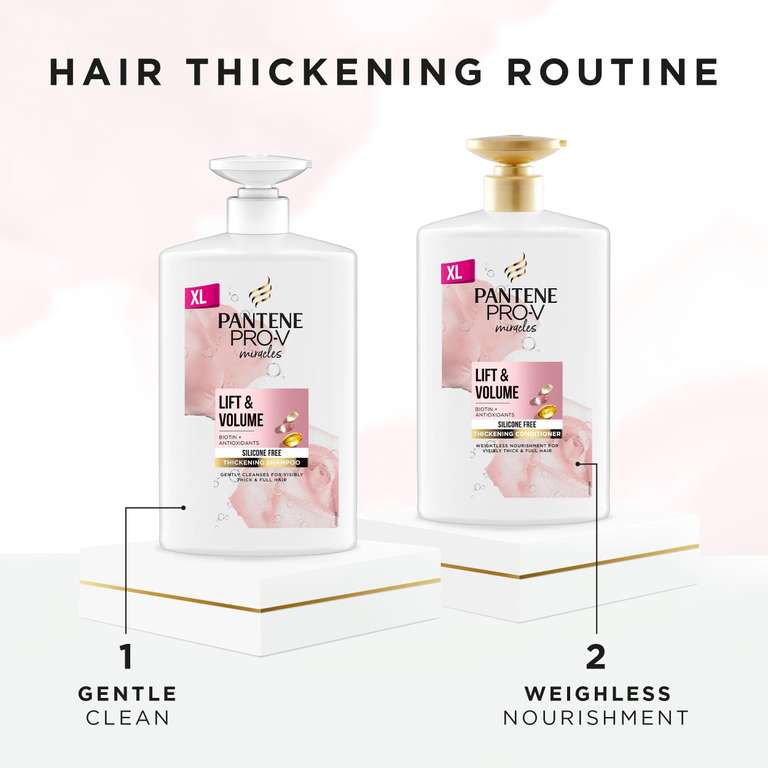 Pantene Biotin & Rose Water Hair Thickening Shampoo, Lift 'n' Volume, 1l, Silicone Free Volume Shampoo (£6.18/£5.53 on Subscribe & Save)