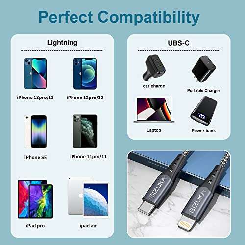 USB C to Lightning Cable 2M/6.6FT, iPhone Charger Cable - Sold by Anli Technology