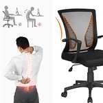 Black Office Chair Executive Computer Chair Ergonomic Swivel Work Chair Fabric Mesh Chair - Sold & Dispatched By Yaheetech UK