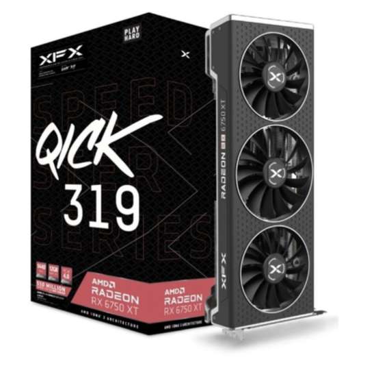 XFX AMD Radeon RX 6750 XT Speedster QICK 319 Graphics Card for Gaming - 12GB
