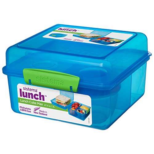 Sistema TO GO Lunch Box Cube Max | 2 L Bento-Box Style Food Container with Dividers & Leak-Proof Yoghurt Pot £5.99 @ Amazon
