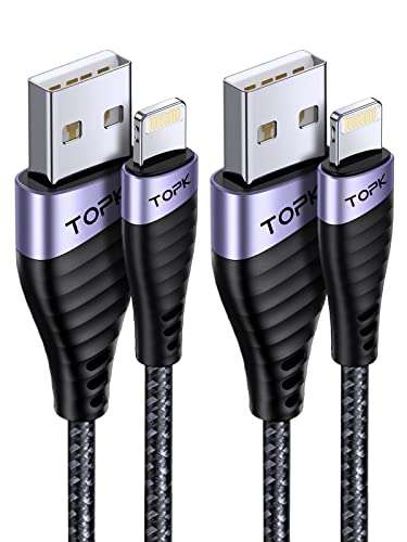 TOPK iPhone Charger Cable [2M/6FT 2Pack] MFi Certified iPhone Charger Nylon Braided USB Fast £3.49 Dispatches from Amazon Sold by TOPKDirect