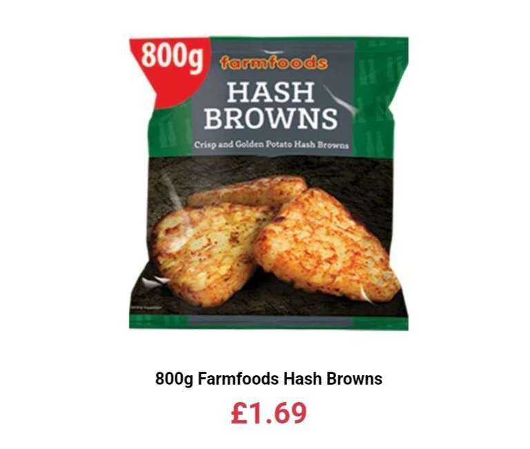 800g Farmfoods Hash Browns