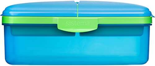 Sistema Lunch Slimline Quaddie Lunch Box with Water Bottle 1.5 L Air-Tight and Stackable Food Storage Container Blue/Green £3.03 @ Amazon
