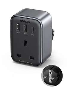 UGREEN UK to European Plug Adapter PD 30W Travel Adapter with USB C GaN Fast 4-in-1 with voucher - FBA Ugreen Group