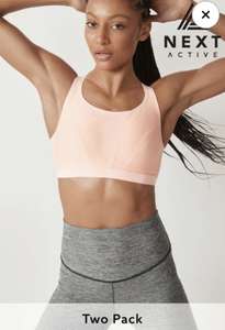 Next Women’s Coral Orange/White Next Active Sports High Impact Crop Tops 2 Pack £9 free click and collect at Next