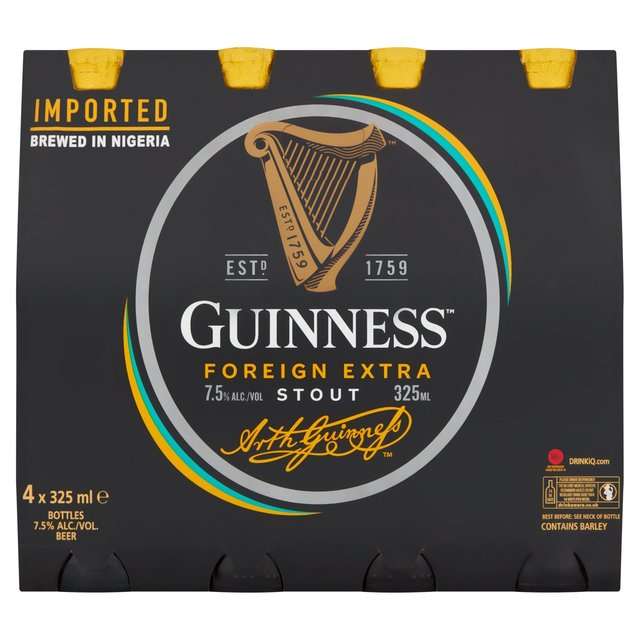 Guinness Foreign Extra Stout (Imported, ABV 7.5%) 4 x 325ml Bottles £3.45 @ Morrisons