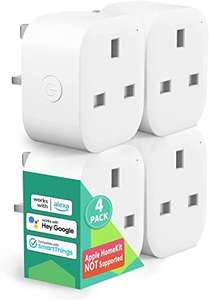 Smart Plug Mini - meross 13A WiFi Plugs Works with Alexa, Google Home, Compatible with SmartThings (4 Pack) £25.98 @ Amazon