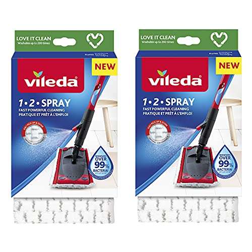 Vileda Ultramax 1-2 Spray Replacement Mop Head Microfibre Pads Pack of 2 NEW Uk 