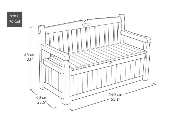 Keter Eden Bench 265L Outdoor Garden Furniture Storage Box, Fade Free, All Weather Resistant