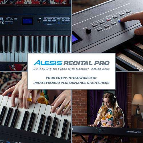 Alesis Recital Pro - Digital Piano Keyboard with 88 Weighted Hammer Action Keys, 12 Premium Voices and Built-In Speakers £299.99 @ Amazon