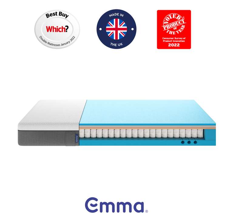 Emma Certified Premium Refurbished Mattress, Spring & Memory Foam, 25cm High - £204.44 with code sold by Emma @ eBay (UK Mainland)