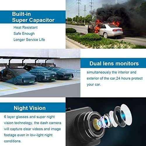 Dash Cam Front and Rear with Card FHD 1080P 3”IPS Screen Dual Camera Dash Cams - w/Code & Voucher, Sold By ssontong dash cam