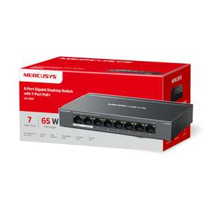 MERCUSYS 8-Port Gigabit Desktop Switch with 7-Port PoE+, PoE Power Budget 65W, compatible with 802.3af/at PDs