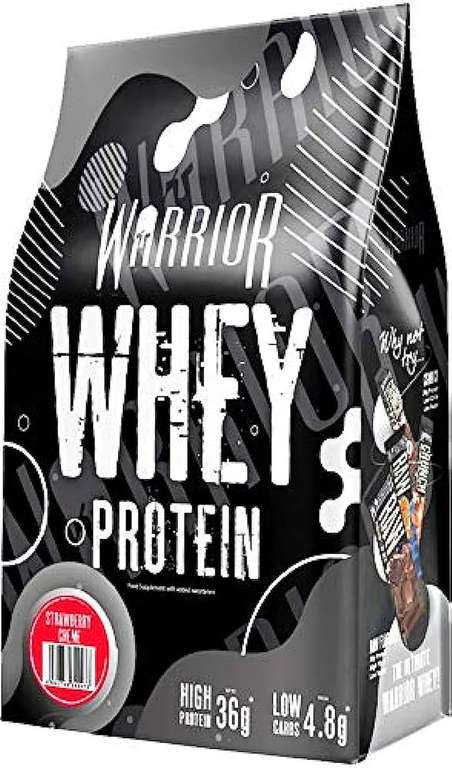 Warrior, Whey - Protein Powder - Packed with 36g of Protein - Low Sugar, and Low Carbs (Strawberry Crème, 1kg) £15.28 with voucher @ Amazon