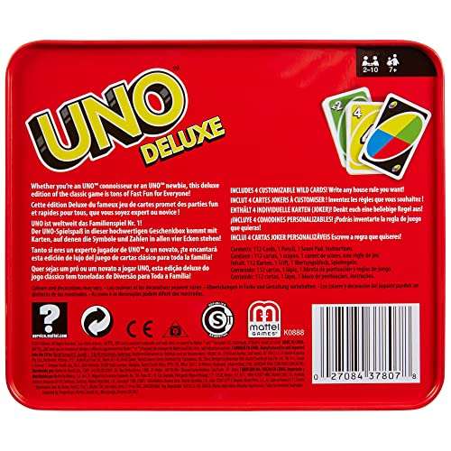 UNO Cards Game Tin Deluxe Edition with Score Pad and Pencil ORIGINAL 