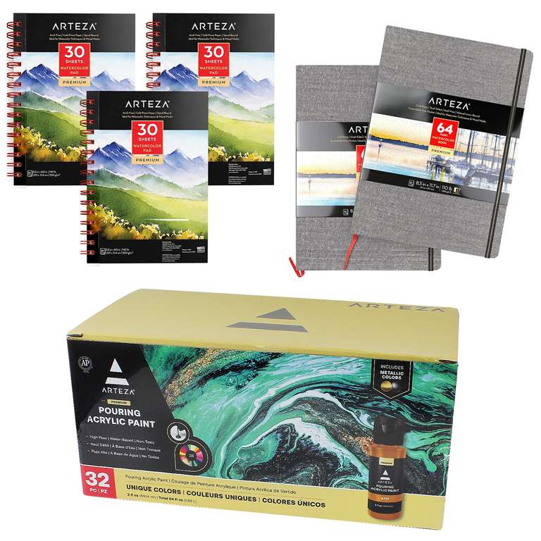 Arteza Offers - 3 pack Watercolour Spiral Bound Sketch Books £12.60 / Set of 20 Vintage Tone Paints 60ml Bottles £13.50 @ WeeklyDeals4Less