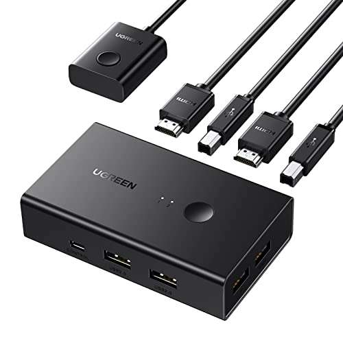UGREEN KVM Switch HDMI, USB Switch with 4K@60Hz HDMI for 2 PCs Share 1 HDMI Monitor Display and 4 USB Ports w/voucher (Ugreen Group FBA)