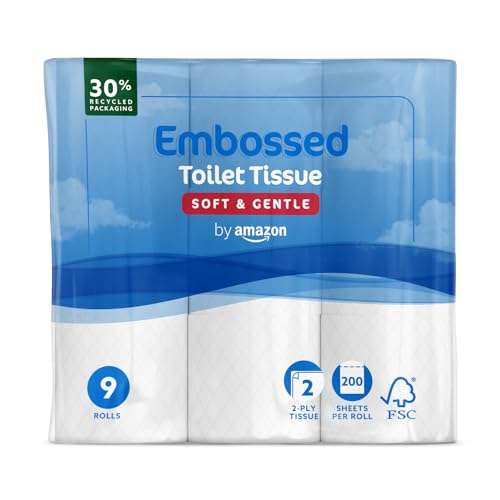 Amazon 2-Ply Embossed Toilet Paper, 45 Rolls (5 Packs of 9) £11.84 Max S&S