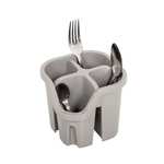 Addis Cutlery Utensil Drainer Caddy With 4 Compartments, Mushroom, 14 x 14 x 13 cm