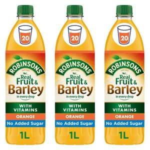 3 bottles of Robinsons Fruit & Barley Orange Squash, 1L £3 @ Amazon (subscribe and save available)