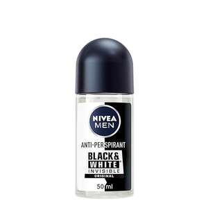 NIVEA MEN Black & White Original Anti-Perspirant Deodorant Roll-On (50mL) £1.22/1.15 with S&S.