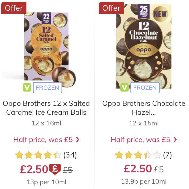 Oppo Brothers Ice Cream Balls Salted Carmel / Chocolate Hazelnut & Mini Salted Caramel Tubs £2.57