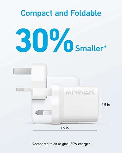 Anker 312 USB C Charger with Compact Design, 2-Pack 30W Fast Charger (£8.49 Per Plug) (AnkerDirect FBA)