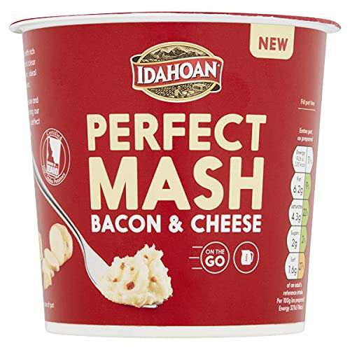 Idahoan Mashed Potato Pots, Bacon and Cheese. Pack of 12 for £12 (a little less on S&S) @ Amazon