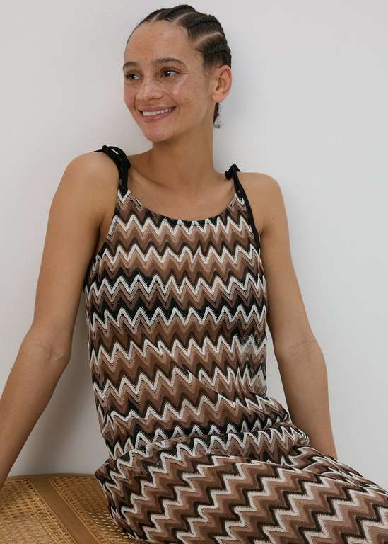 Multicolour Mono Zig Zag Design Crochet Dress - Extra small - 99p ...