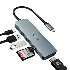 USB-C Hub, 6 in 1 with 4K HDMI Output (PD 100W USB 3.0 TF Card Reader) - £13.63 @ Amazon