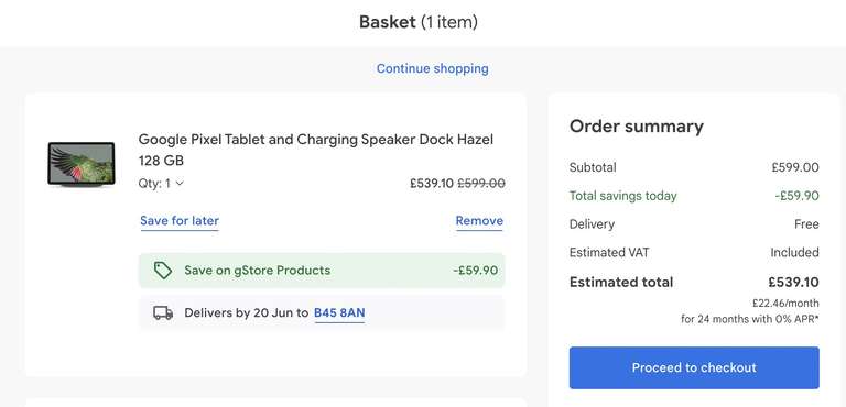 Google Pixel Tablet and Charging Speaker Dock £539.10 with student code @ Google Store