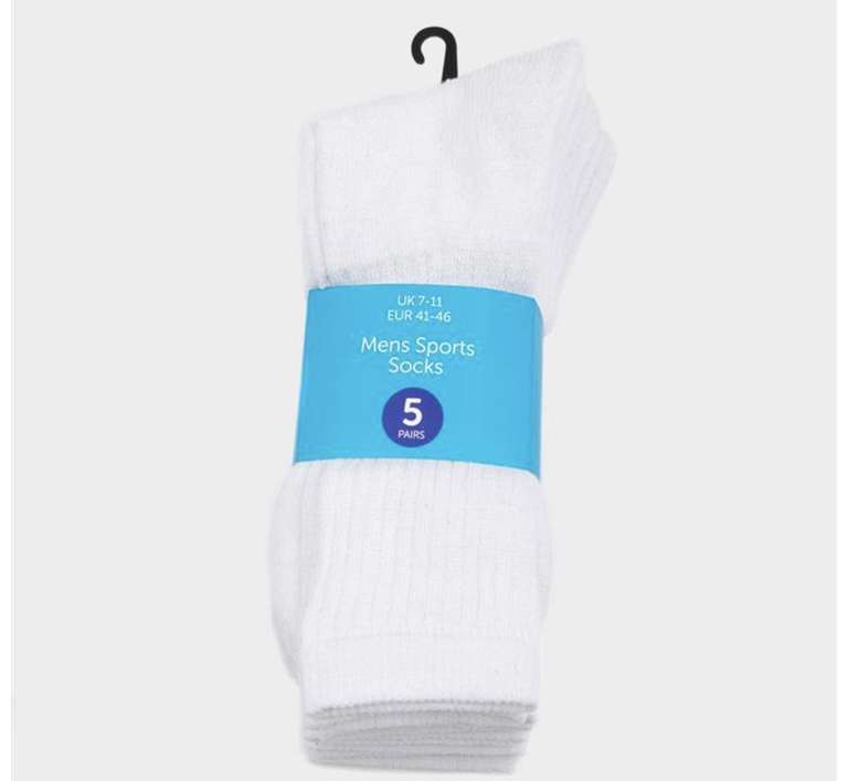 5 Pack - Men’s White Sport Socks (Size 7-11) - £1.99 (Potential £1 Amazon Gift Card) + Free Delivery @ Shoe Zone