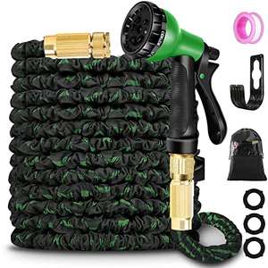 100ft Expandable Garden Hose with 1/2",3/4" Brass Fittings Prime Exclusive Sold by jiujiudu