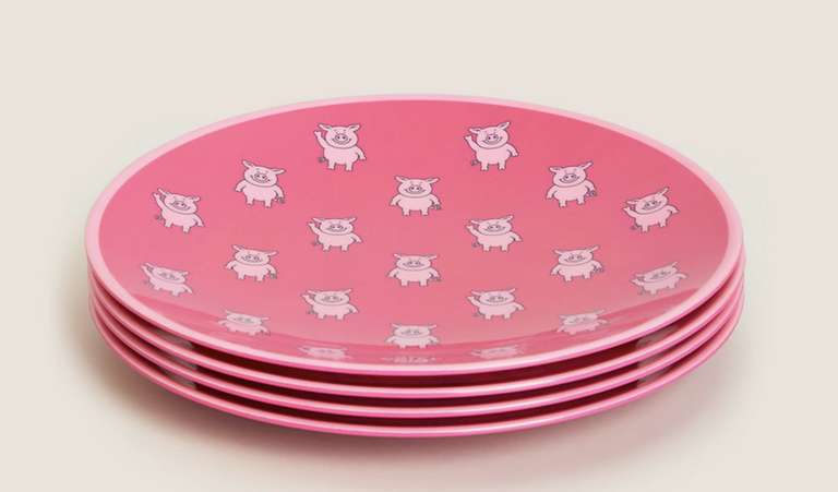 Set of 4 Percy Pig Picnic Side Plates With Free Click & Collect