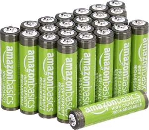 Amazon Basics AAA High-Capacity Rechargeable Batteries 850mAh (24-Pack) Pre-charged £16.19 @ Amazon