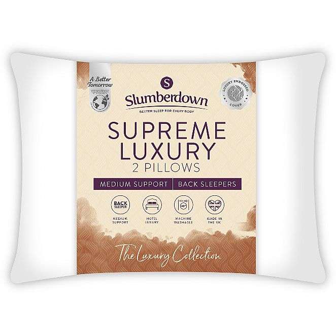 Slumberdown Supreme Luxury Embossed Pillow Pair - Medium support - free C&C