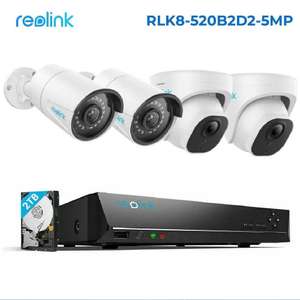 Reolink 8CH 5MP Outdoor PoE Security Camera System 24/7 Recording NVR W/ 2TB HDD, using code @ reolinkstore