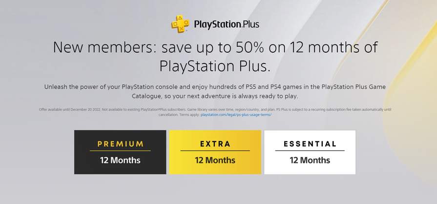 PLayStation Plus tiers available for customers. 