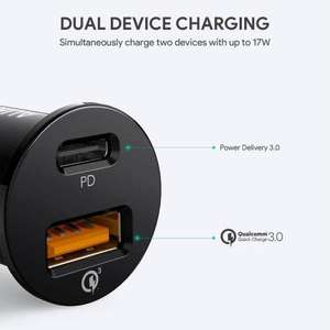 Aukey CC-Y11 Expedition Duo PD 21W Dual-Port Power Delivery and Qucik Charge Compatible Car Charger - £6.98 Delivered With Code @ MyMemory