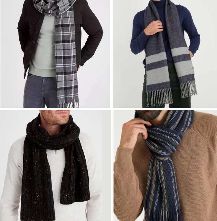 Selection of Men's Scarves reduced in Sale + free click & collect