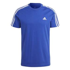 adidas Men's Essentials Single Jersey 3-stripes Tee Short Sleeve T-Shirt, Semi Lucid Blue/White, M