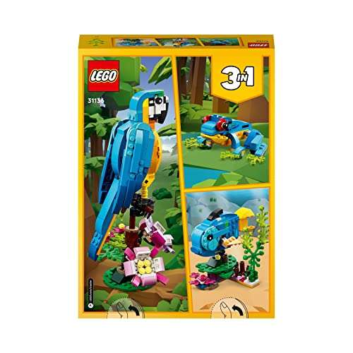 LEGO 31136 Creator 3 in 1 Exotic Parrot to Frog to Fish Animal Figures Building Toy, Creative Toys - £16.29 @ Amazon